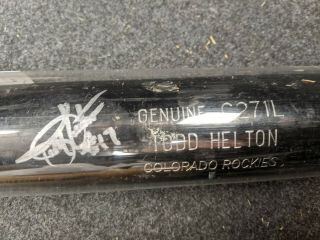 Todd Helton Mlb Game Autographed Louisville Slugger Bat Colorado Rockies