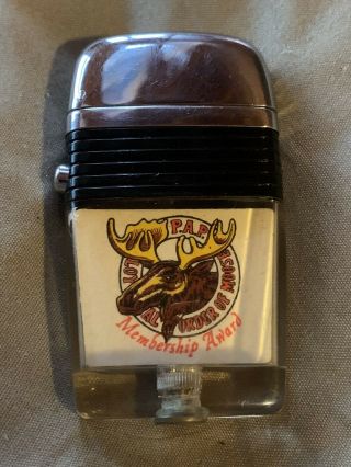 Vintage Scripto Vu - Lighter Moose Heart Pap Membership Award Lighter Moose Lodge