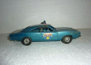 Vintage Processed Plastic Co 1969 Dodge Charger Police Car Blue With Engine