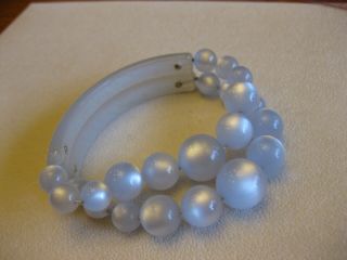 Vintage Stretch Bracelet W/ Pale Blue Moonglow Beads / Designed For Comfort