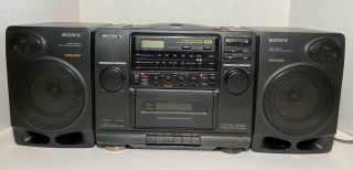 Sony Cfd - 510 Mega Bass Am/fm Cd Radio Cassette - Corder Speaker Boom Box Vintage