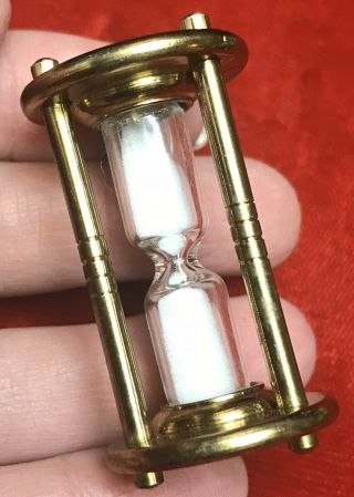 Vintage Brass Doll House Miniature Hour Glass With Moving Sand