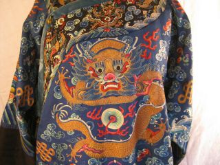 Antique Kossu summer weave Chinese Imperial Dragon Robe,  blue 3