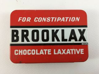 Brooklax Vintage Chocolate Laxative Tablets Empty Tin,  Made In England
