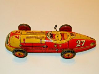 Antique Louis Marx Tin Toys Wind - Up Race Car 1948 Indy Grand Champion 27