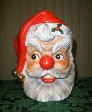 Vintage Relpo Christmas Santa Claus Head Vase Planter,  Dated 1964