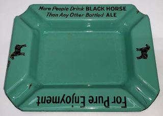 Vintage Black Horse Ale Porcelain Enamel Ashtray Montreal Beer