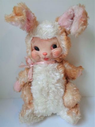 13 " Vintage Rushton Rubber Face Bunny Rabbit Stuffed Animal Character Easter