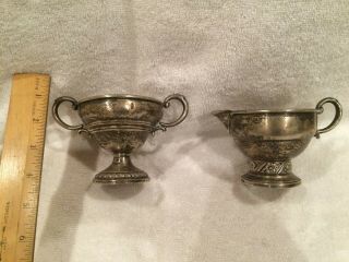Vintage Sterling Silver Cream And Sugar Bowls | Weighted | Columbia And Floret