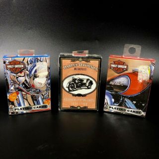 3 Harley Davidson Motor Cycle Playing Cards Packs