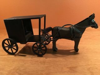 Vintage Amish Buggy And Horse,  Wooden Toy,  Handmade,  Folk Art,  Rustic