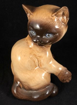 Vintage Porcelain Germany Goebel Siamese Cat Kitten Figurine Sitting Up 2