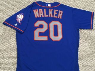 Neil Walker Size 46 20 2016 York Mets Game Jersey Road Blue Mlb Holo