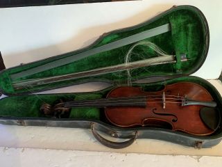 Antique Violin Johann Glass Artists Leipzig 1912 W/bow Case 4/4 As Found