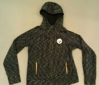 Nfl Pittsburgh Steelers Fleece Zip Up Hoodie Jacket Euc Womens Medium M Gray
