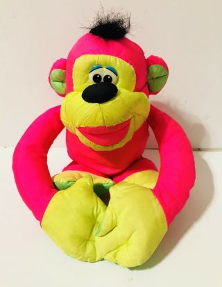 Vtg Puffalump Pink Plush Monkey Fisher Price Stuffed Animal 11 " Chattering 1994