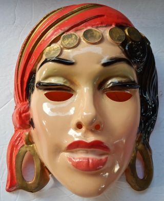 Vintage Ben Cooper Gypsy Adult Plastic Halloween Mask