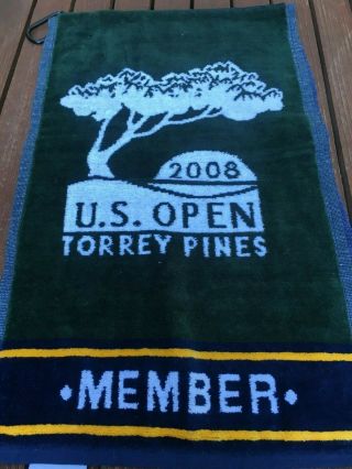 2008 Torrey Pines Us Open Golf Towel Member Tiger Woods Winner Usga