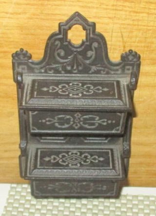 Antique Victorian Cast Iron Wall Match Safe Patented Dated May 10,  1870