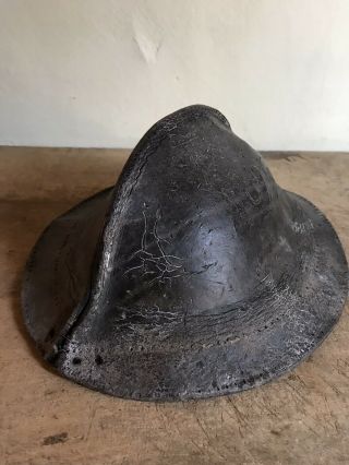 Early Antique Black Leather Hand Stitched Men’s Worn Hat Peg Rack Aafa