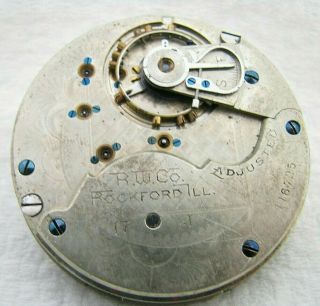 Antique 18s Rockford 17 Jewel Grade 62 Pocket Watch Movement Parts