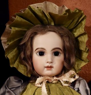 Antique 23 " French Closed Mouth E10j Jumeau Doll On Orig Straight Wristed Body