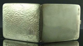 Signed Elgin Am Mfg Art Deco Hammered Sterling Silver Cigarette Case C1925 Nr