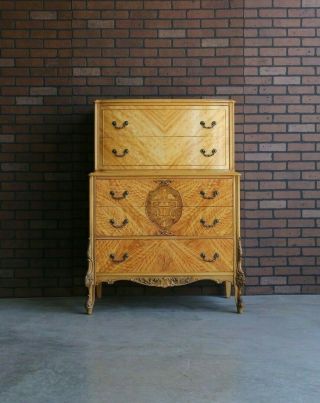 Antique Tall Chest Of Drawers French Provincial Highboy Vintage Tall Dresser