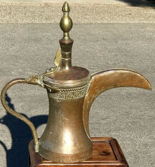 Huge 53cm Antique 21” Dallah Coffee Pot Oman Nizwa Tinned Copper Brass Islamic 2