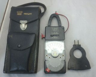 Vintage Triplett Model 10 Volt Ohm Meter Current Clamp Case 101 Adapter