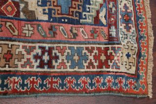 Pre - 1900 Antique Vegetable Dye 12 Ft Kazak Caucasian Serapi Runner Rug Wool 4x12