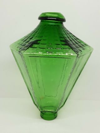 Vintage Green Glass 6 Sided Light Lamp Part