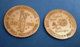2 Vintage 1863 - 1963 Civil War Centennial Camp Hill Pa Commemorative Coin Token