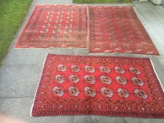 Antico - Swiss 3 Antique Tekkeh Rugs 3`5 X5`9 And 4` X5`6 And 3` X4`9 Ft