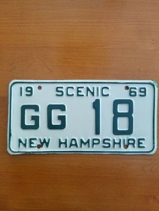 Vintage 1969 Nh Hampshire Icense Plate Gg 18 Live Or Die