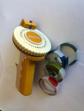 Vintage Astro Label Maker Embosser (yellow/gold Color) With Four (4) Label Tapes