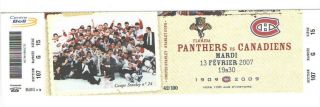 2006 - 07 Montreal Canadiens Nhl Hockey Ticket Vs Panthers Stanley Cup 24 42/100