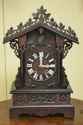 Antique German Black Forest Train Style Phs Shelf/mantel Cuckoo Clock Rare
