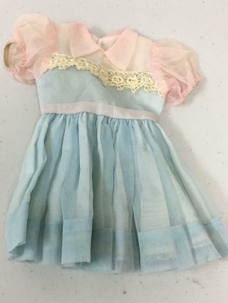 Vintage 17 " Shirley Temple Doll Dress In Pink And Light Blue