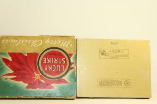 1940 ' s LUCKY STRIKE Cigarette Tin and Christmas Carton Gift Tobacco Advertising 2