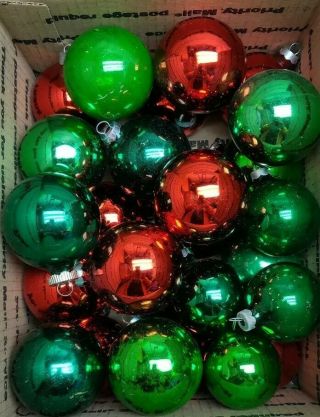 26 Vintage Mirrored Glass Balls Christmas Tree Ornaments Bulbs