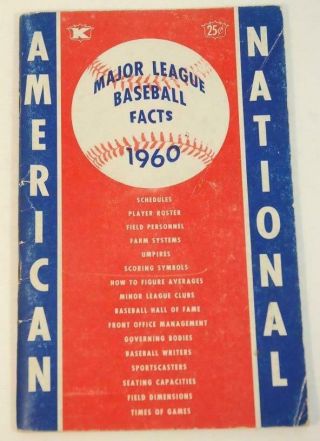 1960 The Book Of Major League Baseball Facts For The Season