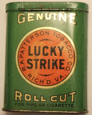 Small Vintage Lucky Strike Roll Cut Tobacco Pocket Tin