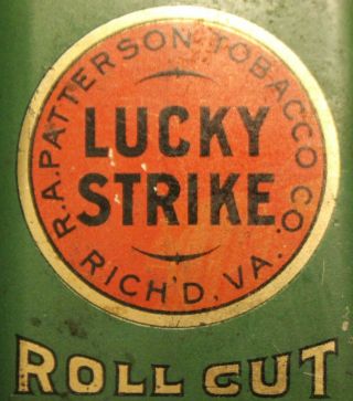 SMALL VINTAGE LUCKY STRIKE ROLL CUT TOBACCO POCKET TIN 2