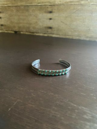 Vintage Navajo Silver Turquoise Stone Cuff Bracelet