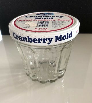Vintage Glass Ocean Spray Jellied Cranberry Sauce Mold Jar W/metal Lid