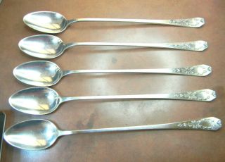 5 Over Size 8 3/4 " Madam Jumel Iced Tea Spoons Set Whiting Sterling No Monogram