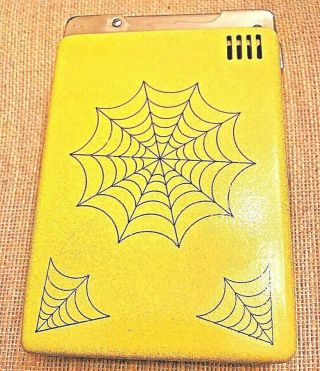 Vintage Unique Rare Yellow Spiderweb Continental Lighter Case Combo