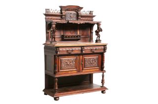 Beautifuully Carved Antique French Jester Server /sideboard,  Whimsical,  Walnut,