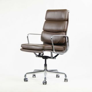 Eames Herman Miller Soft Pad Aluminum Group High Back Chair 2014 Brown Leather